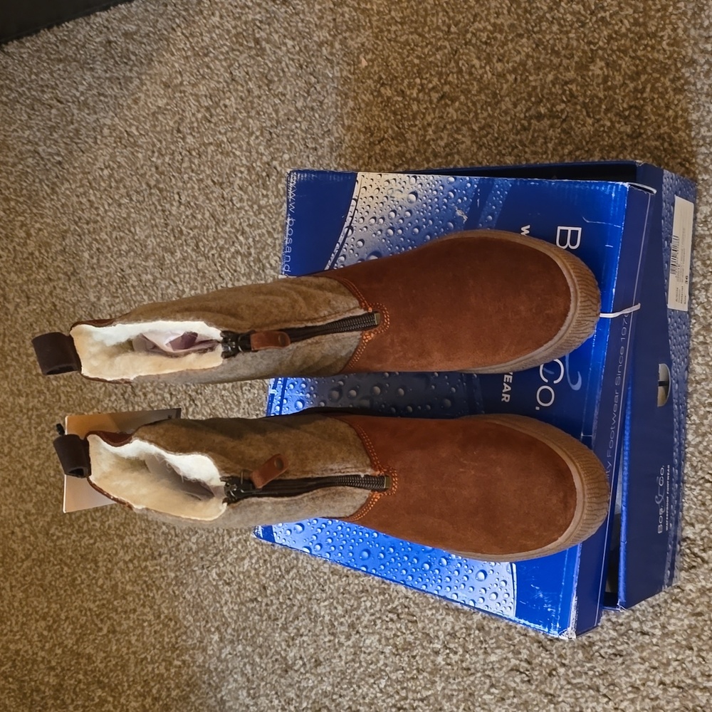 Bos. & Co. Ignite suede/tweed women's boots size 6 whisky/ beige/coffee